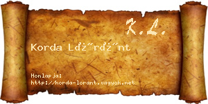 Korda Lóránt névjegykártya